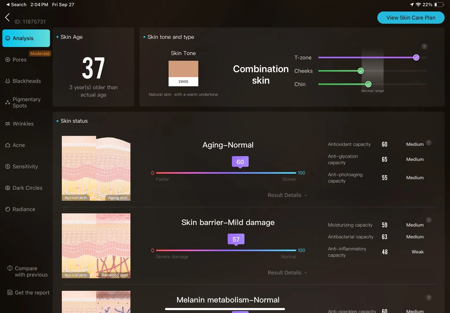 Skin age overview