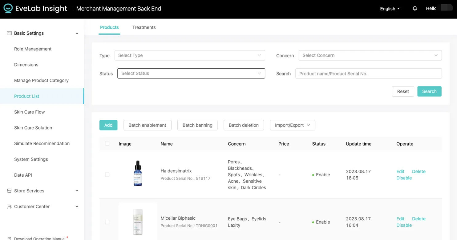 Product list